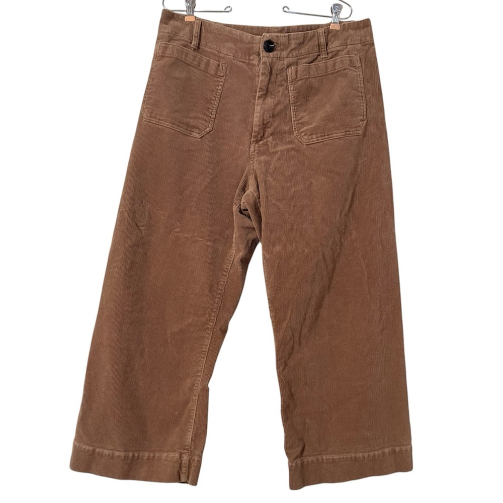 Quince Corduroy Wide-Leg Crop Pants in Light Brown Sz 14 Elevated Basics - Picture 2 of 14